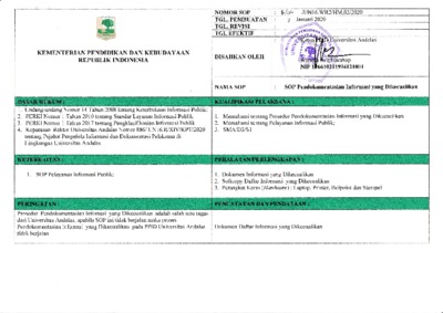 SOP PENDOKUMENTASIAN INFORMASI YANG DIKECUALIKAN - Document Repository ...